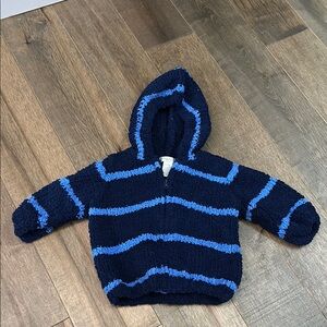 New Cozy Navy Blue Striped Hoodie